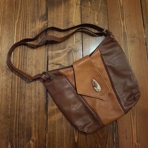 Erda Brown leather purse, shoulder bag cross body
